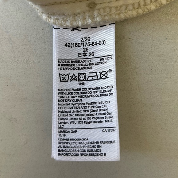 GAP High Rise Denim Mini Skirt A-Line Button Fly Raw Hem Ecru White Size 2 26 - Picture 9 of 11